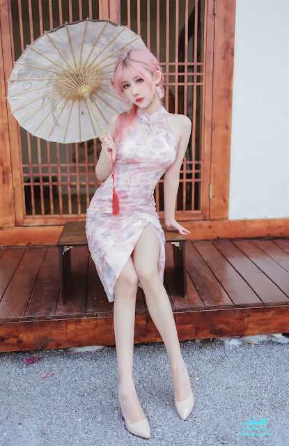 Coser@仙女月 – 粉色旗袍 | Coser@仙女月 – Pink Cheongsam