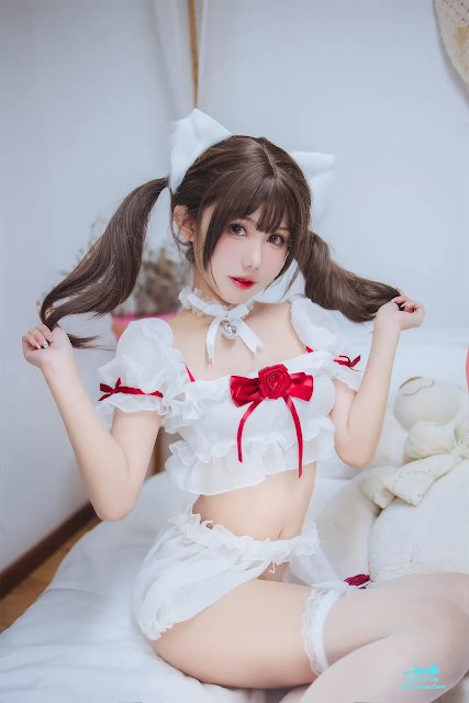 Coser@仙女月 – 白猫少女 | Coser@Fairy Moon – White Cat Girl