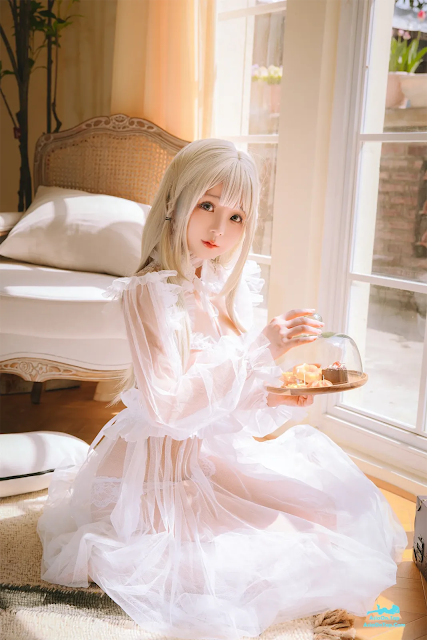 Coser@日奈娇 – 白纱衣 | Coser@Rina Jiao – White Chiffon Dress