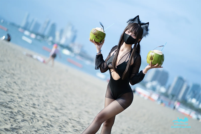 Coser@职业奶妈三水子 – 黑丝泳装 | Coser@Professional Milkmaid Sani – Black Silk Swimsuit