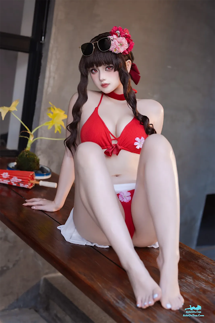 Coser@屿鱼 – 樱花泳装 | Coser@Yuyu – Cherry Blossom Swimsuit
