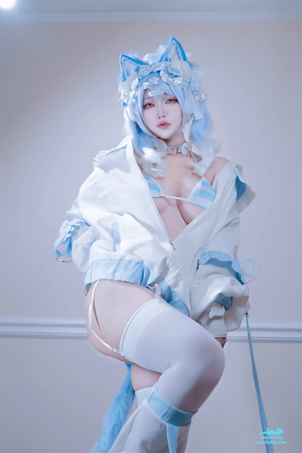 Coser@狐洛洛子 – 水色猫猫头 | Coser@Xu Luo Luo Zi – Watercolor Cat Head